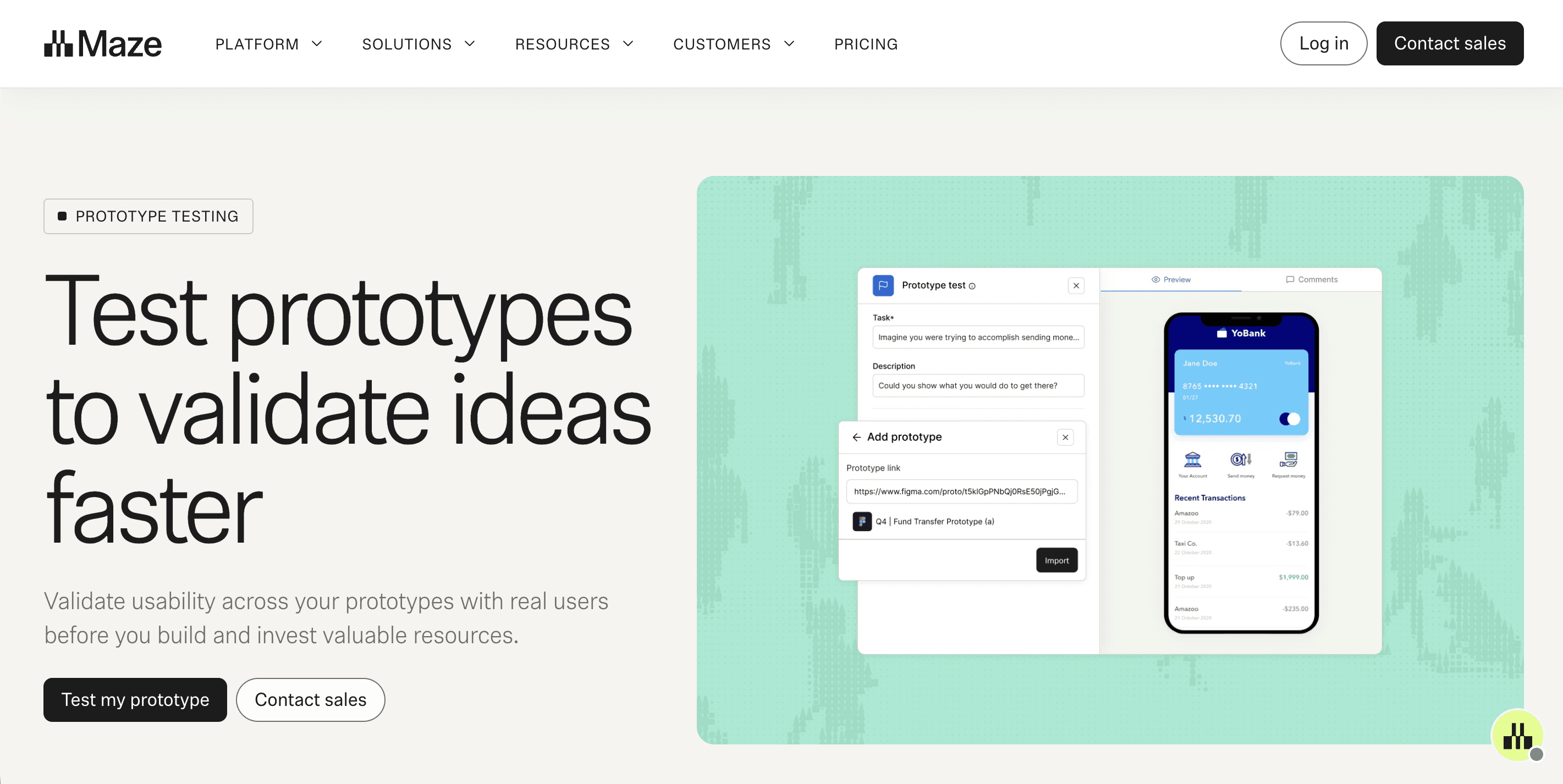 Maze Prototype Testing Landing Page Dashboard