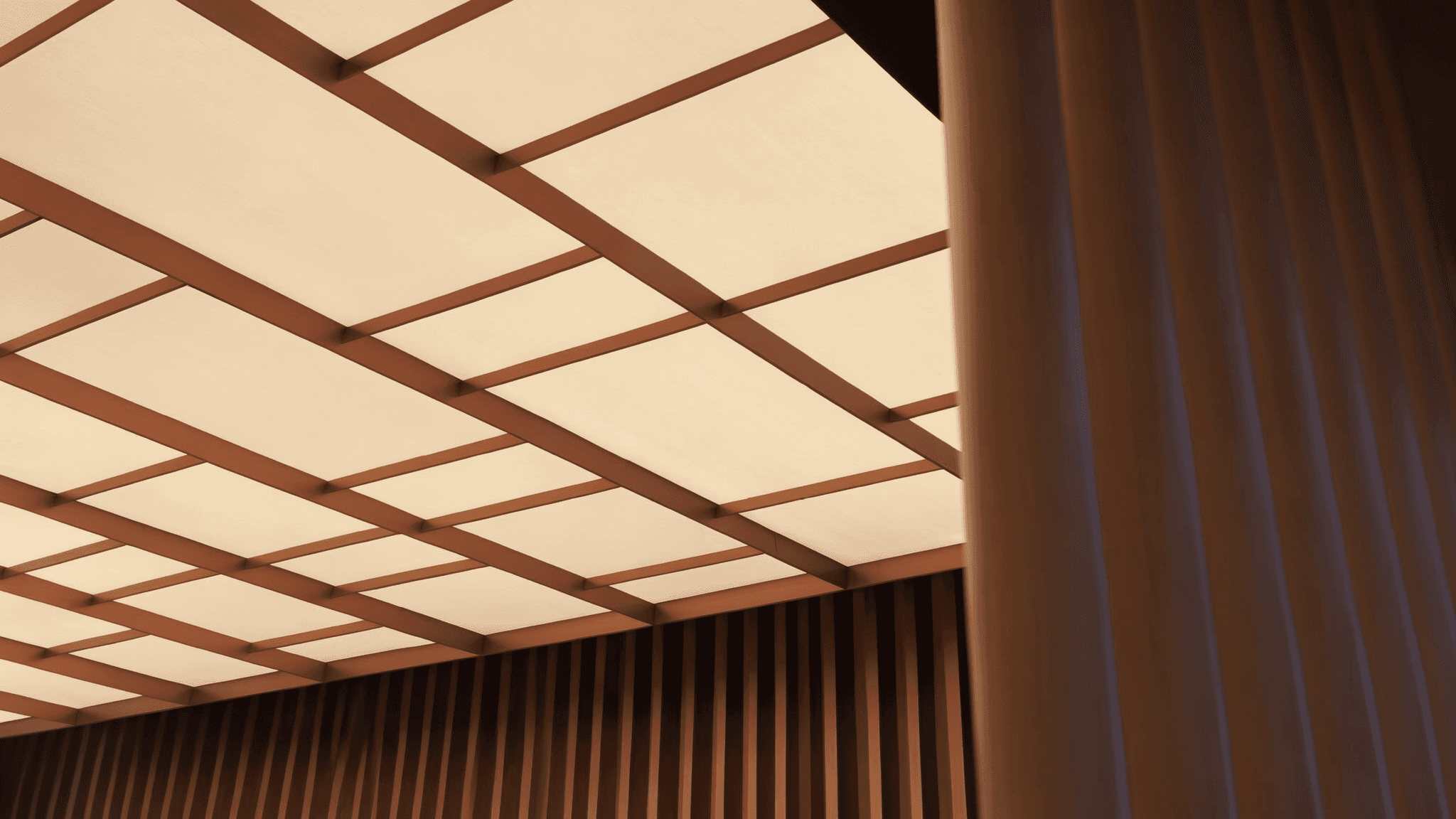 Modern Japanese-style ceiling light fixture with soft ambient lighting - AI generated image