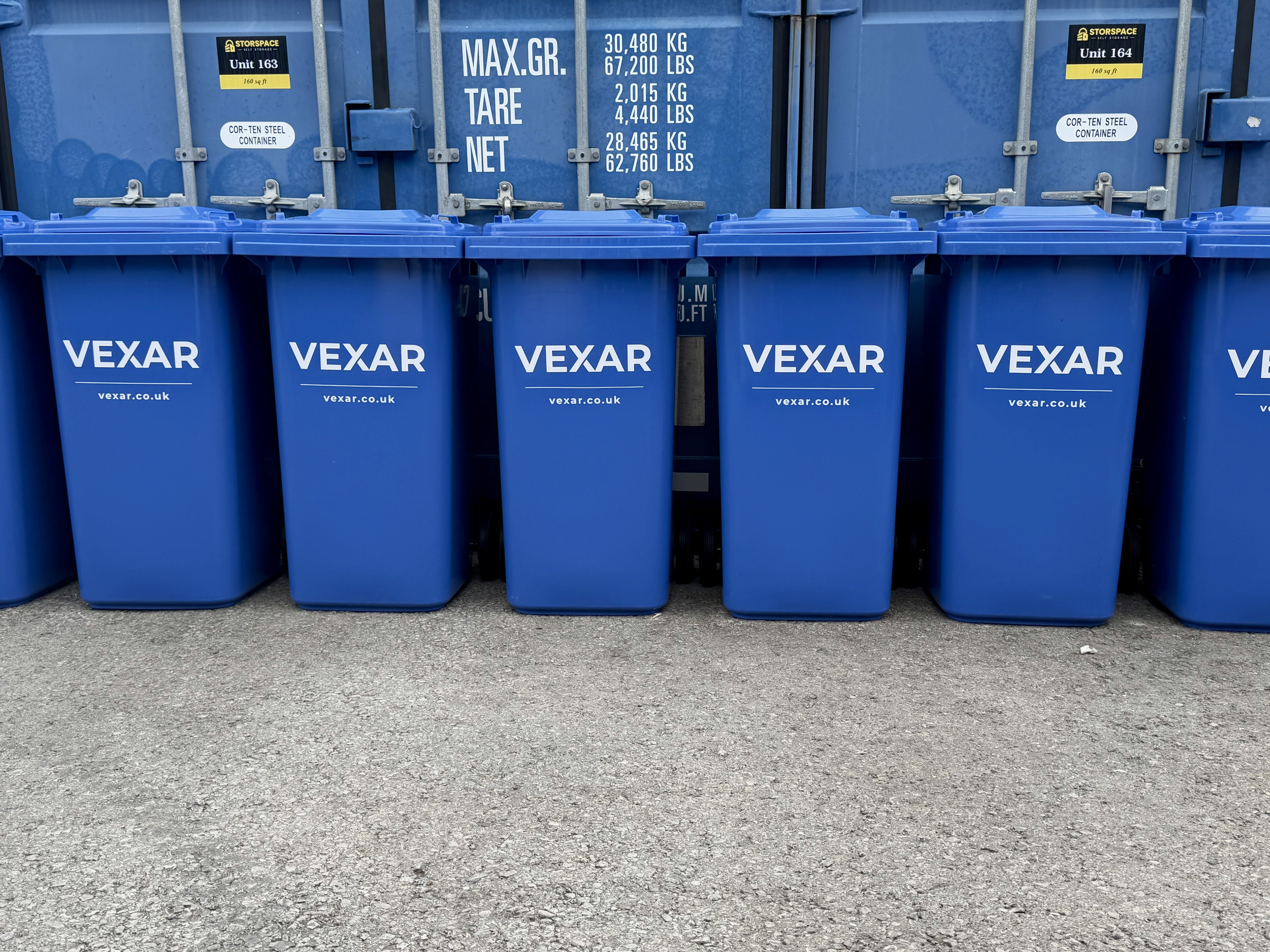 VEXAR bins arranged at a commercial site