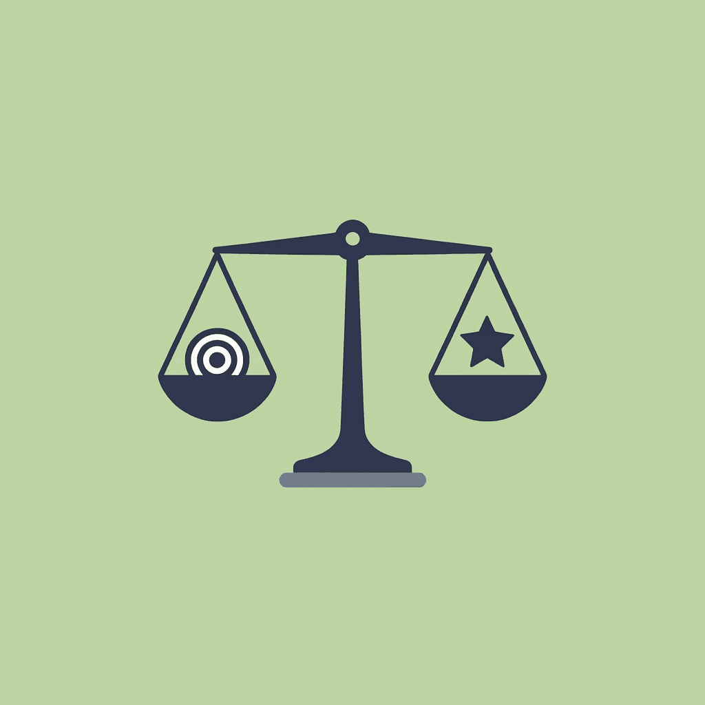  Balance scale comparing 10 well-matched scholarships outweighing 50 random applications