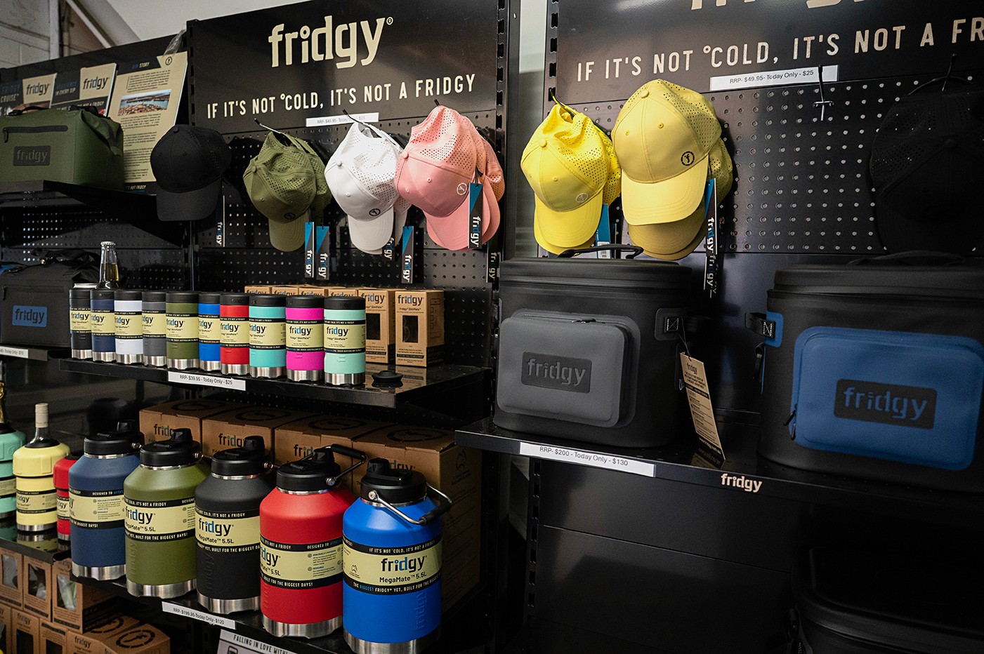 Fridgy retail display and product range, brand positioning and packaging design, Telling Designs Perth