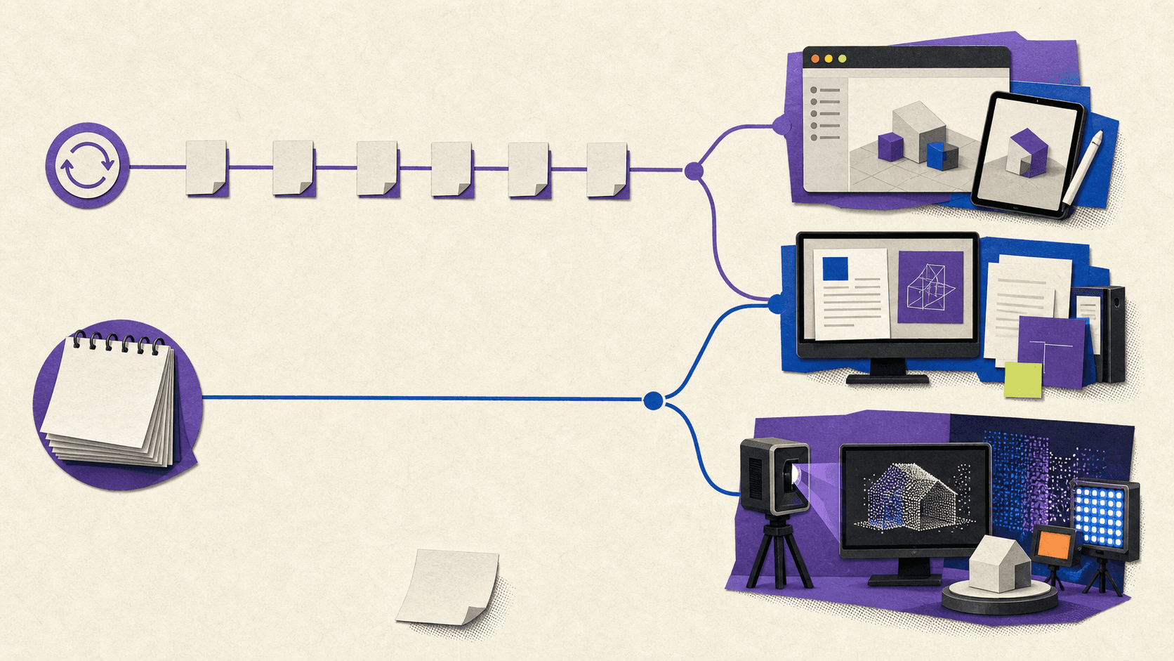 Monthly and annual SketchUp billing paths leading to web, desktop, and advanced visualization workflows.