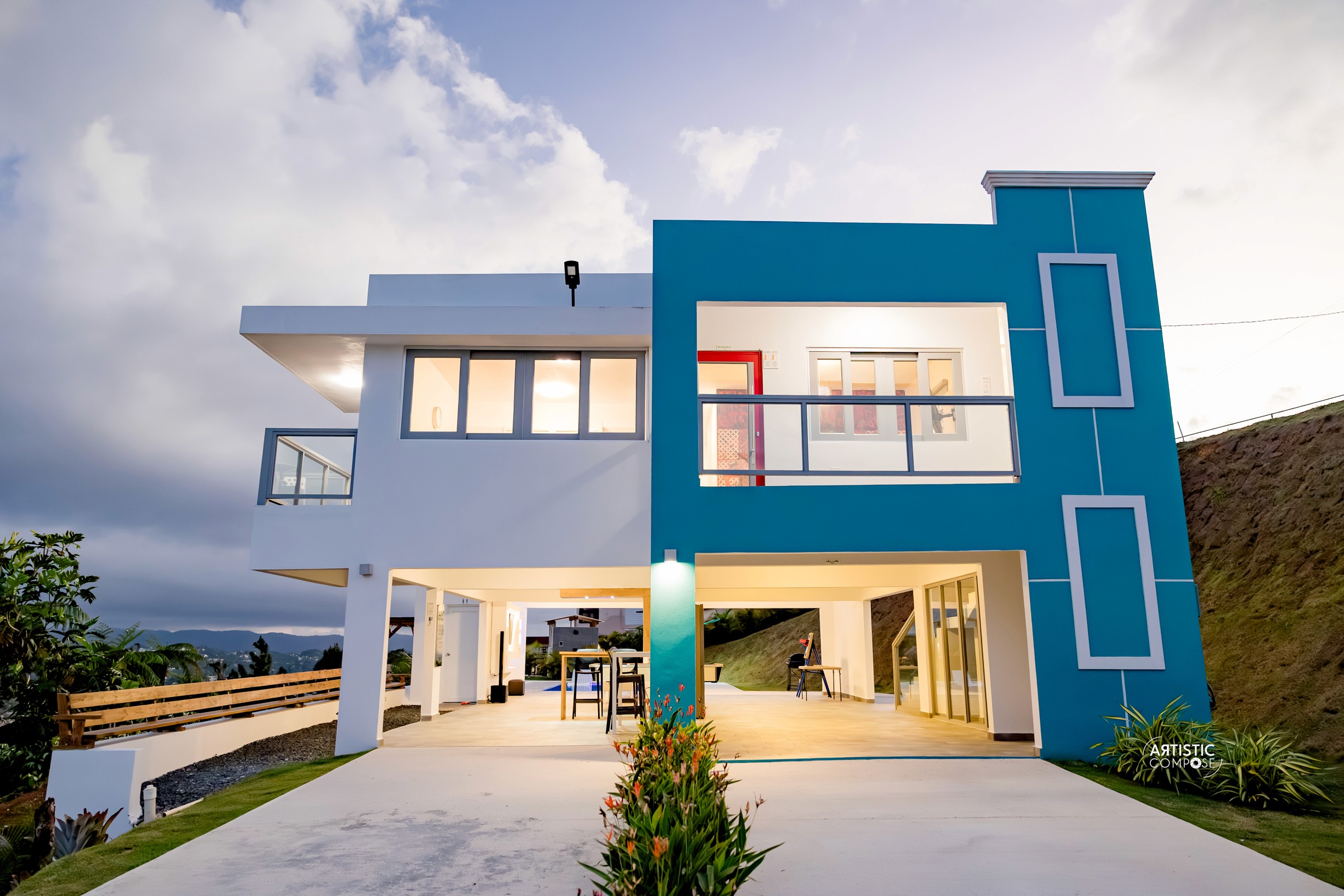 Bride in white dress walking on street, blurred motorcycle passing