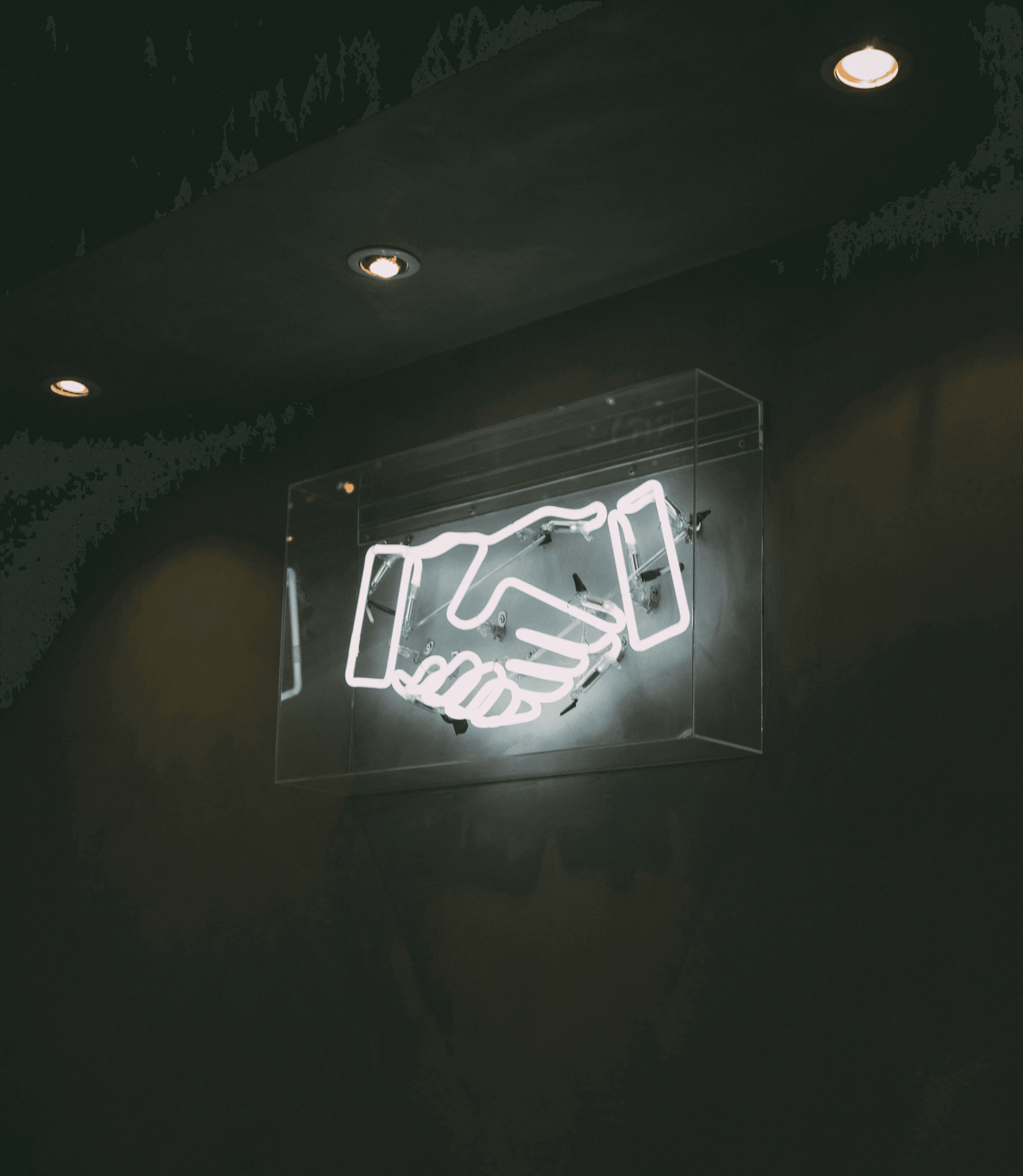 human hand neon signage