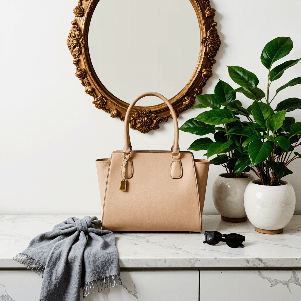 product photography of Fashion Accessories (Handbag and Sunglasses)