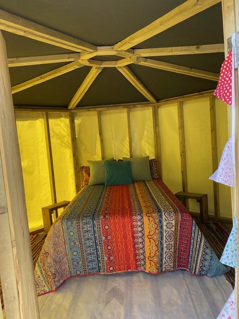 Inside pods at Barcombe Yurts, Sussex