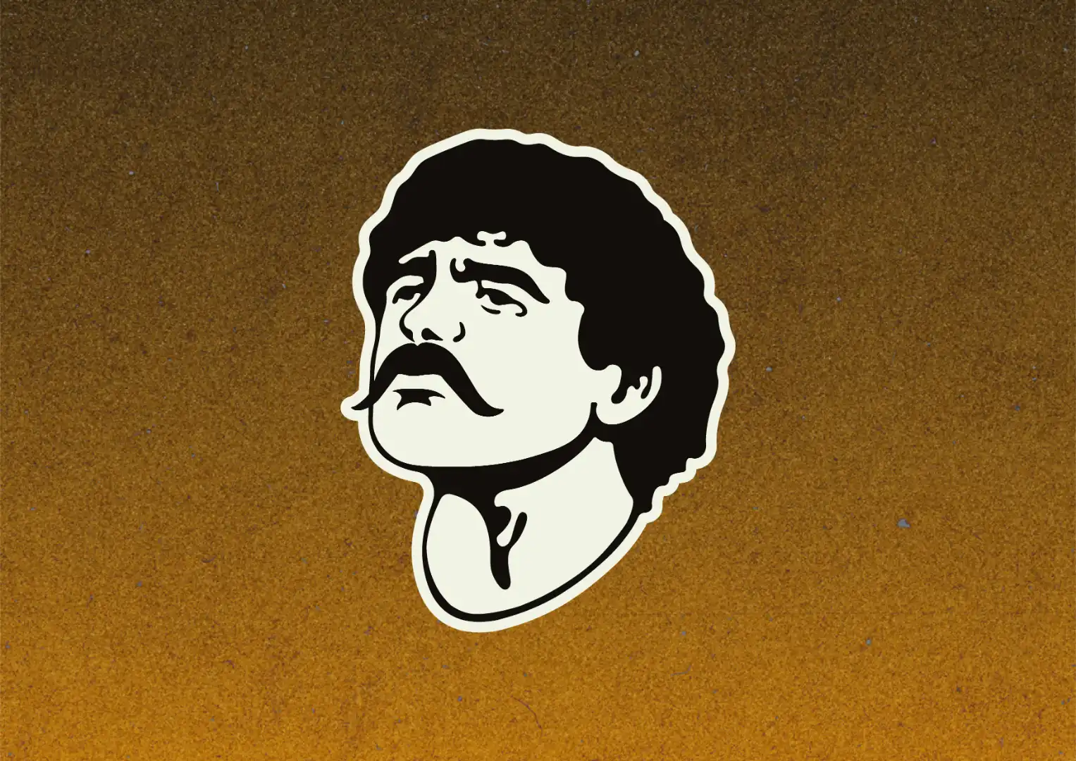 Armando Cultivos illustrated character mark on mustard background