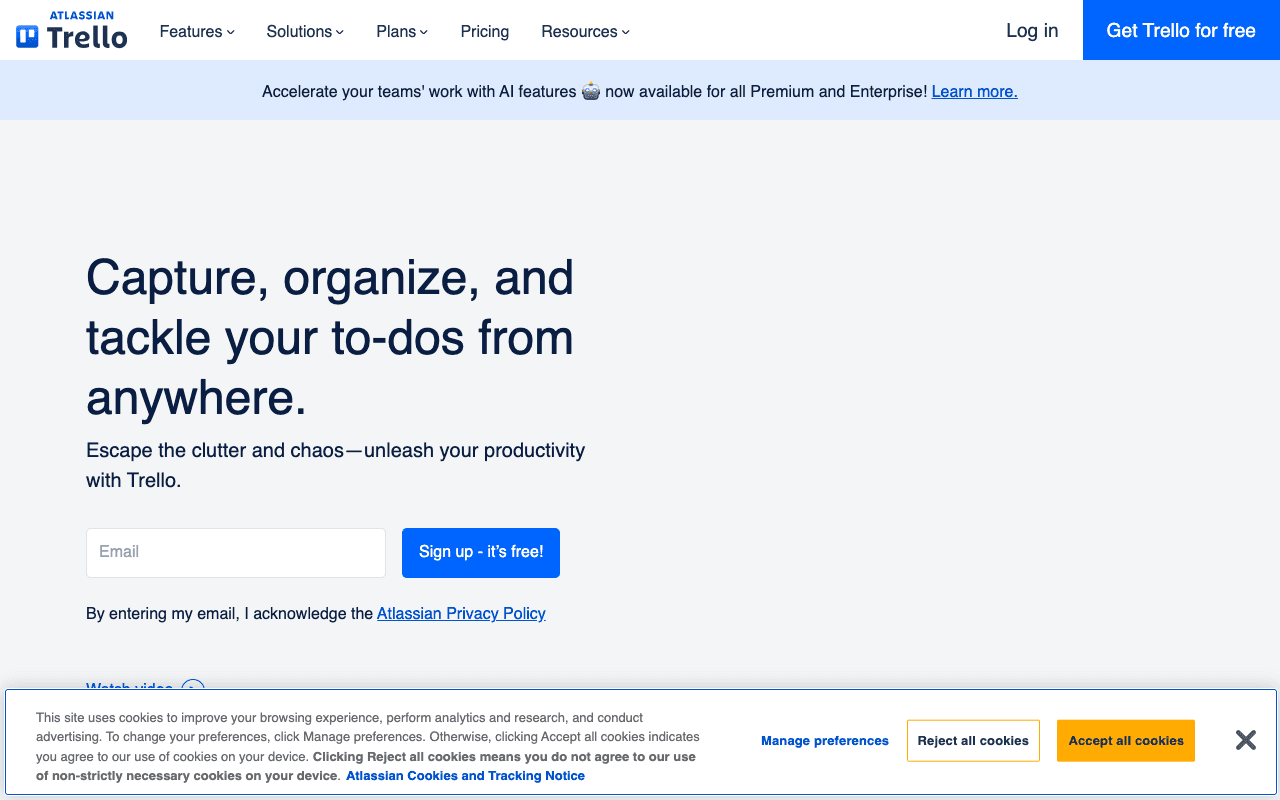 Trello екранна снимка