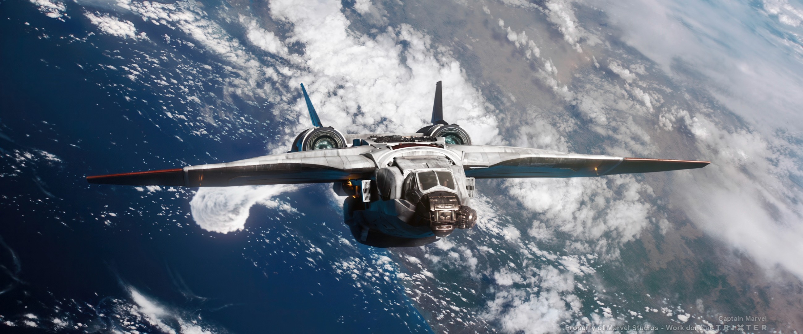 Aerial Matte Painting of Earth as a spaceship reaches its atmosphere, by Simone De Salvatore