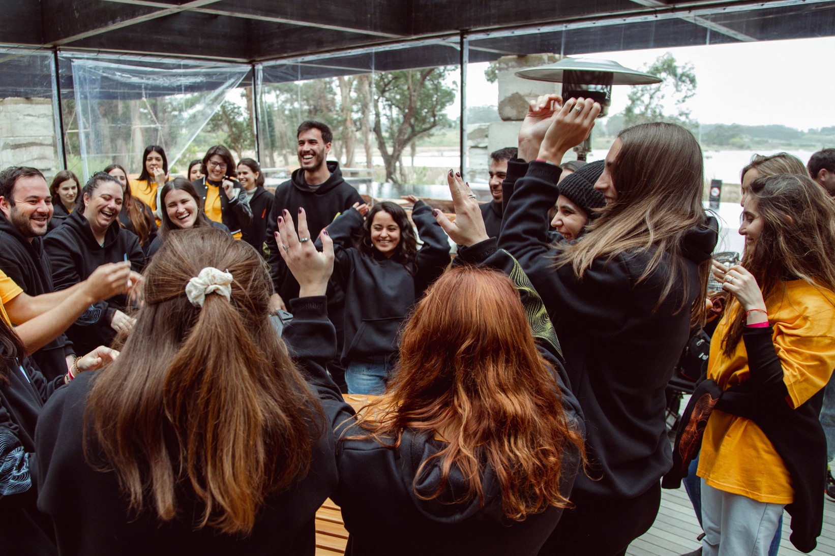 Slanters during Orange Day, engaging in a team-bonding activity