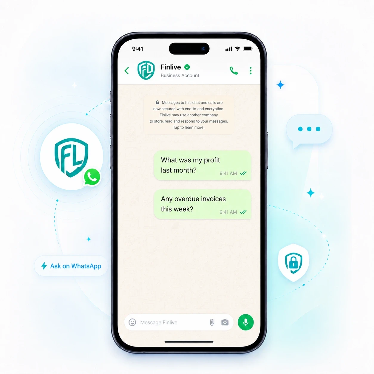 User asking a finance question to Finlive on WhatsApp