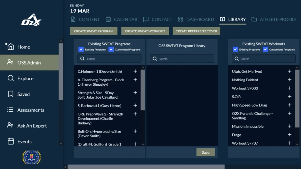 O2X Old UI OSS Admin webapp screen