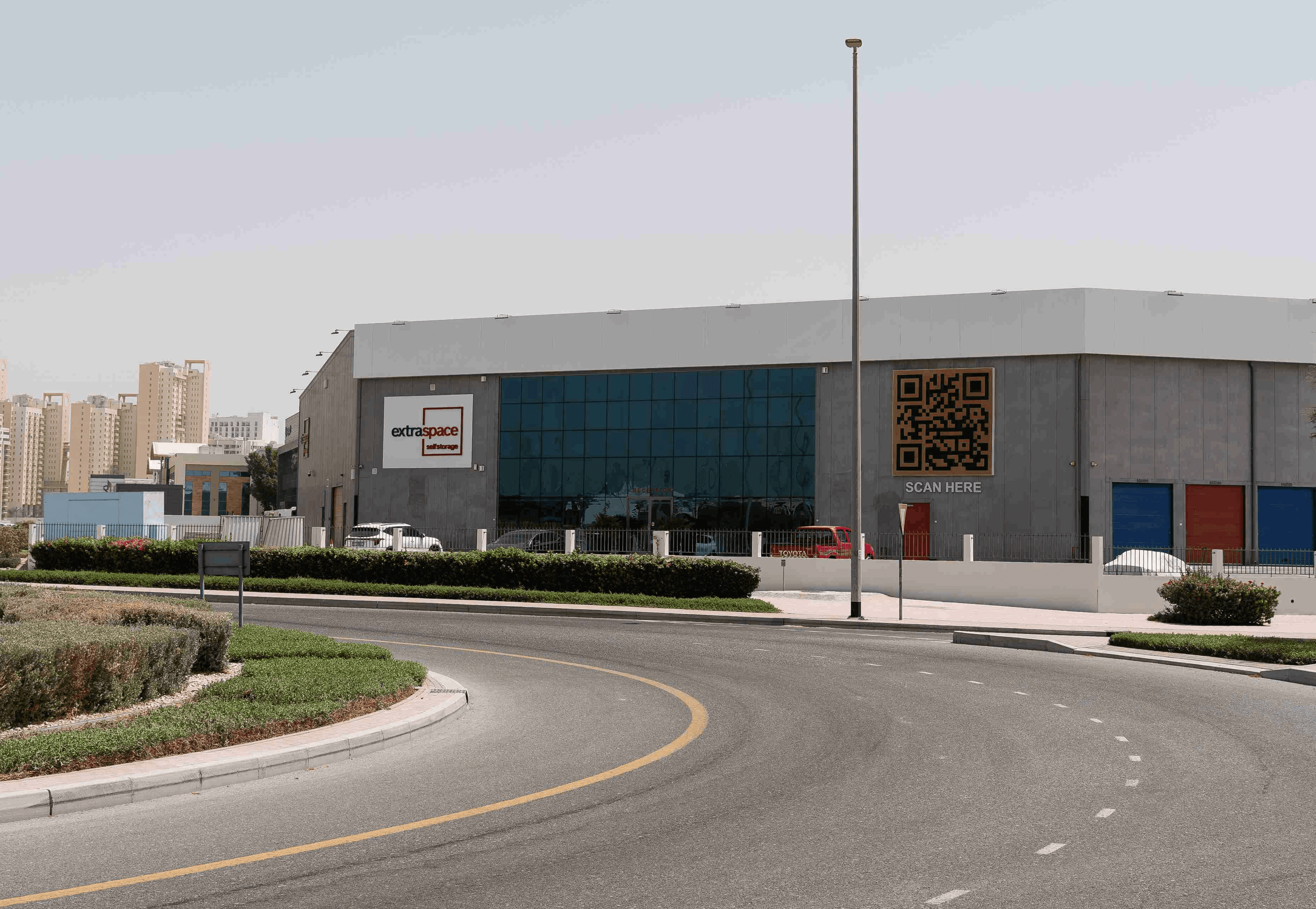 Exterior of Extra Space storage facility in Dubai Production City