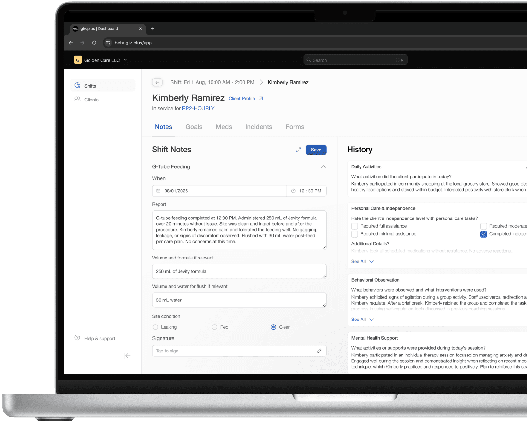 Skilled nursing EHR client charting software.