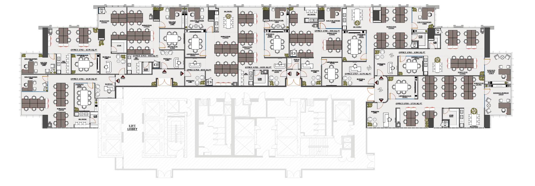 Floor plan of Level 17, Marina Plaza Dubai, Office Square serviced offices
