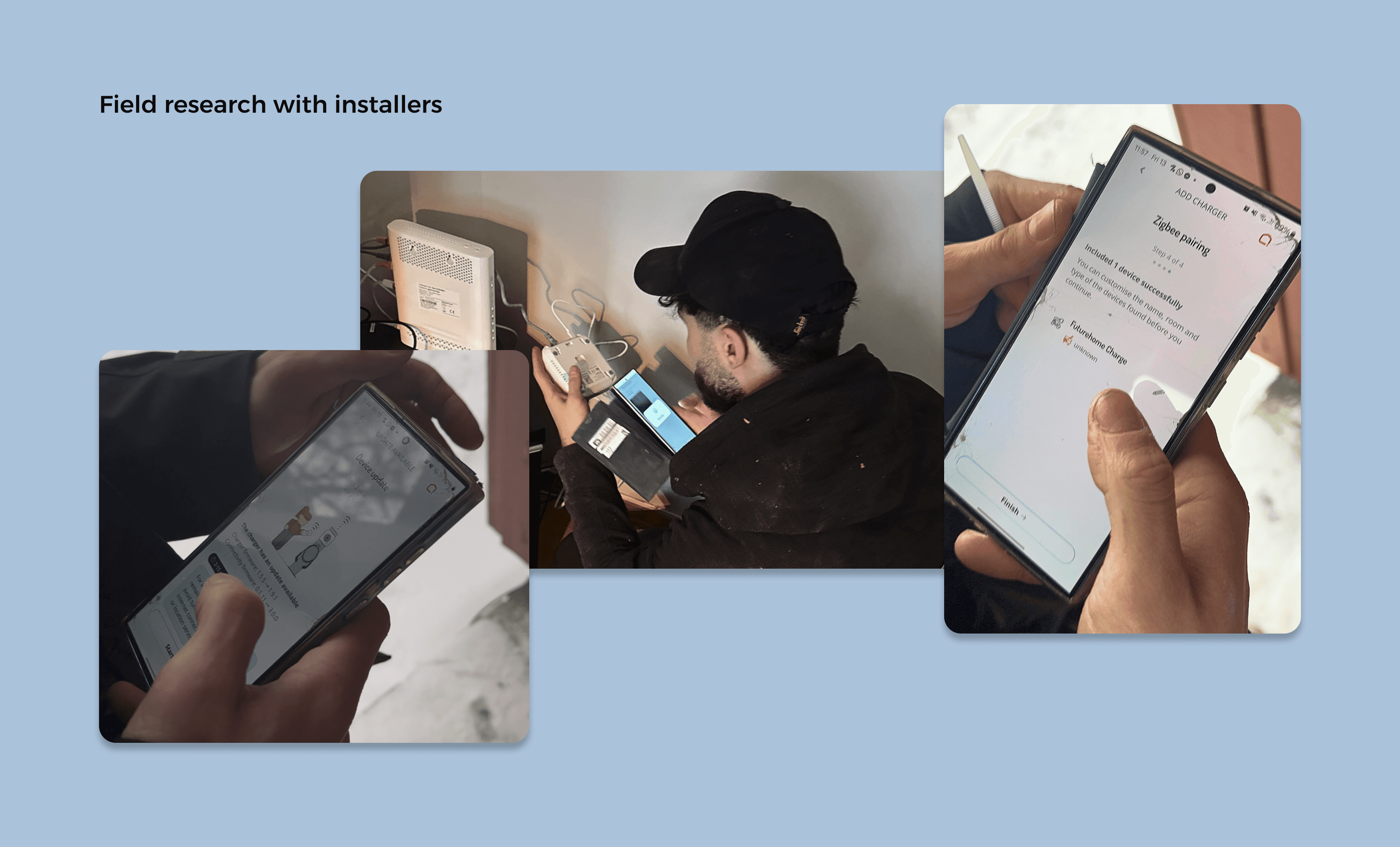 Pictures of an electrician and mobile app