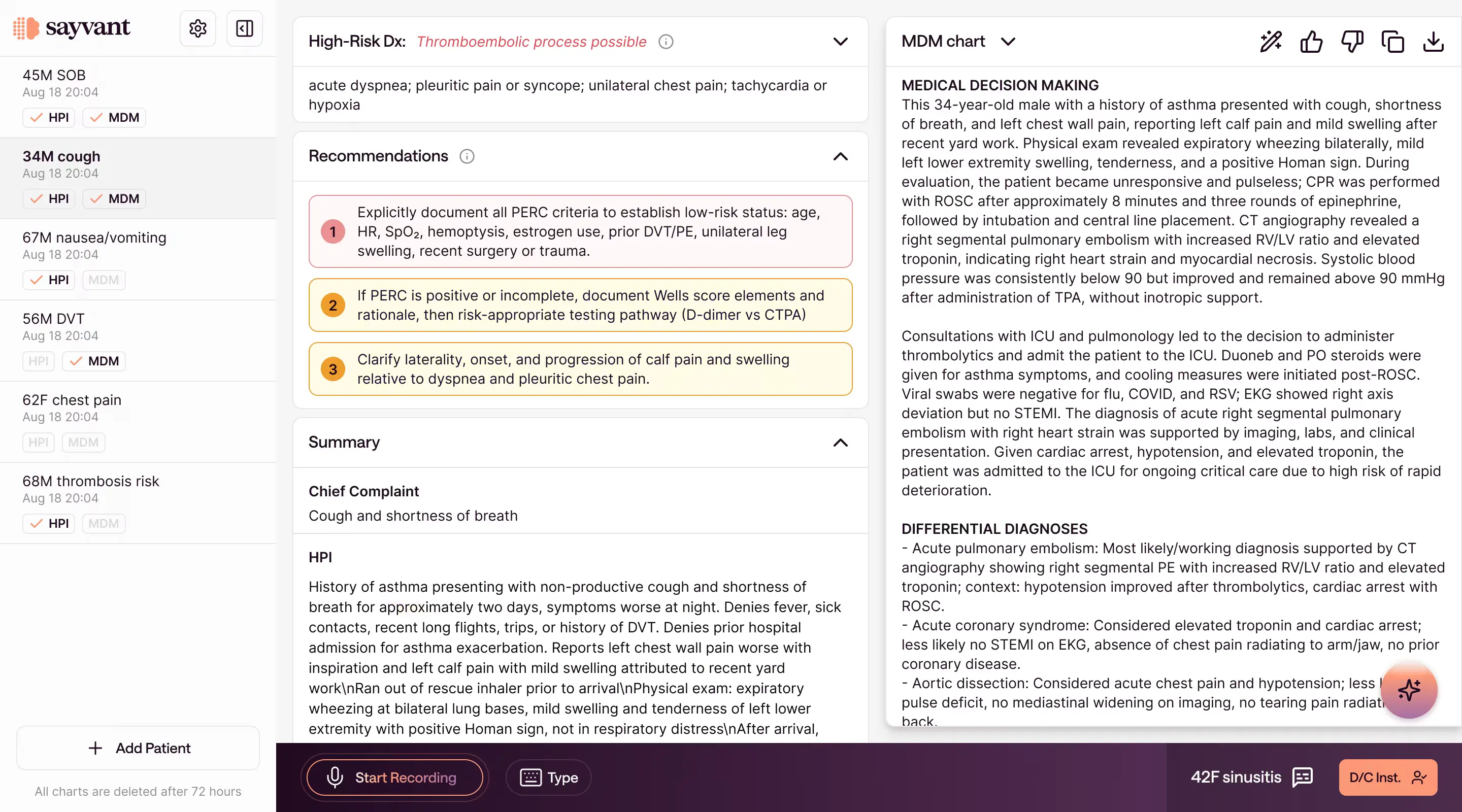 Sayvant platform screenshot