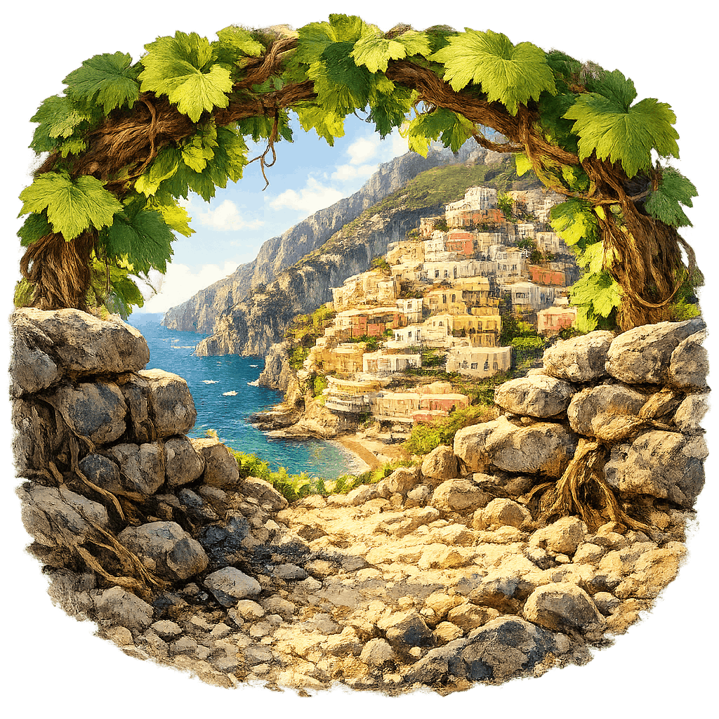 Detailed graphic of the Costa d’Amalfi wine region.