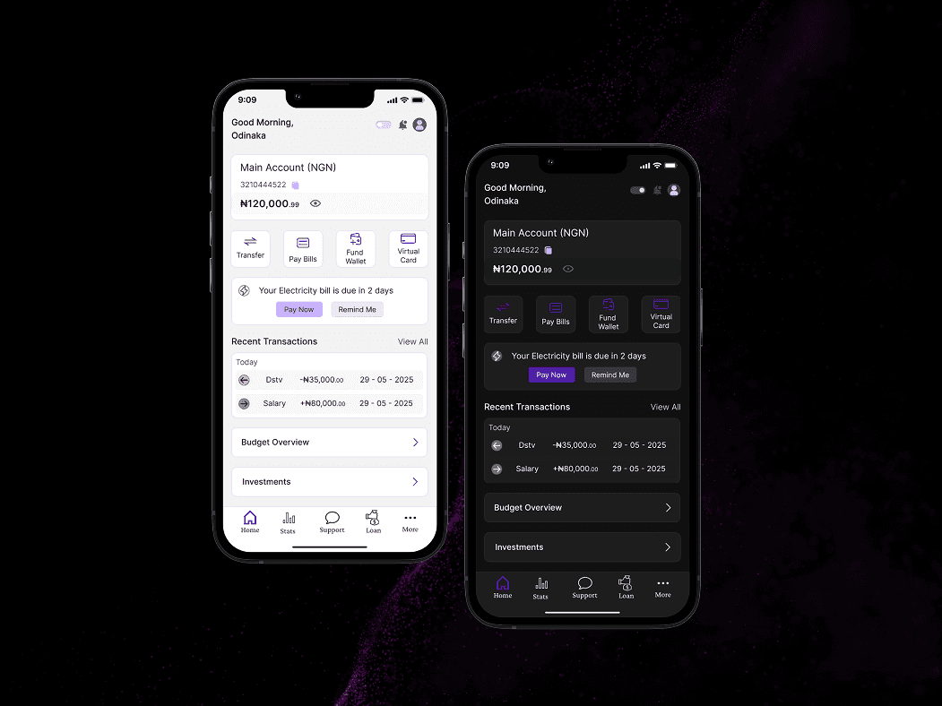 Vestra Bank - Mobile Banking UI