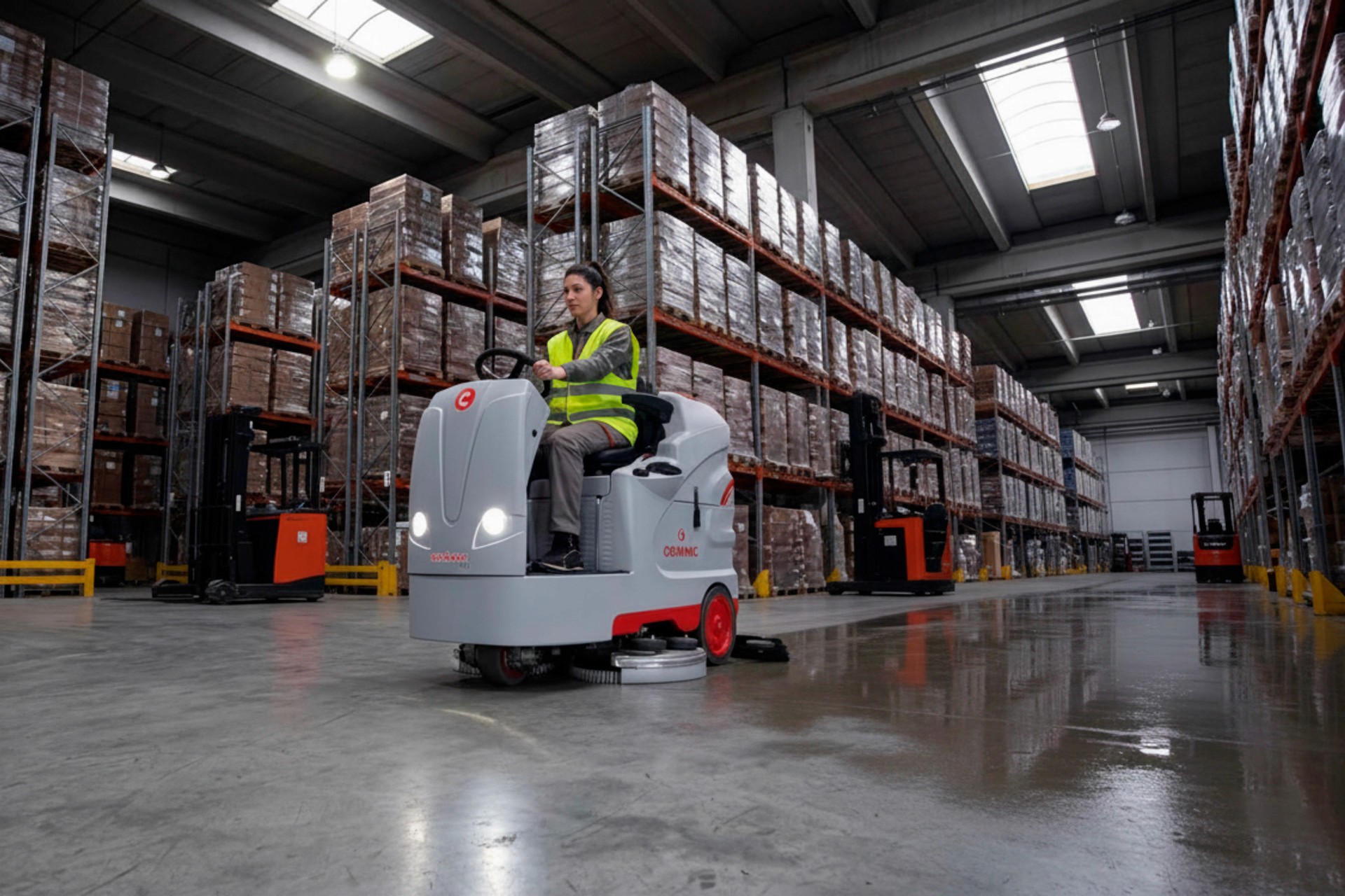 Cheerful woman at desk