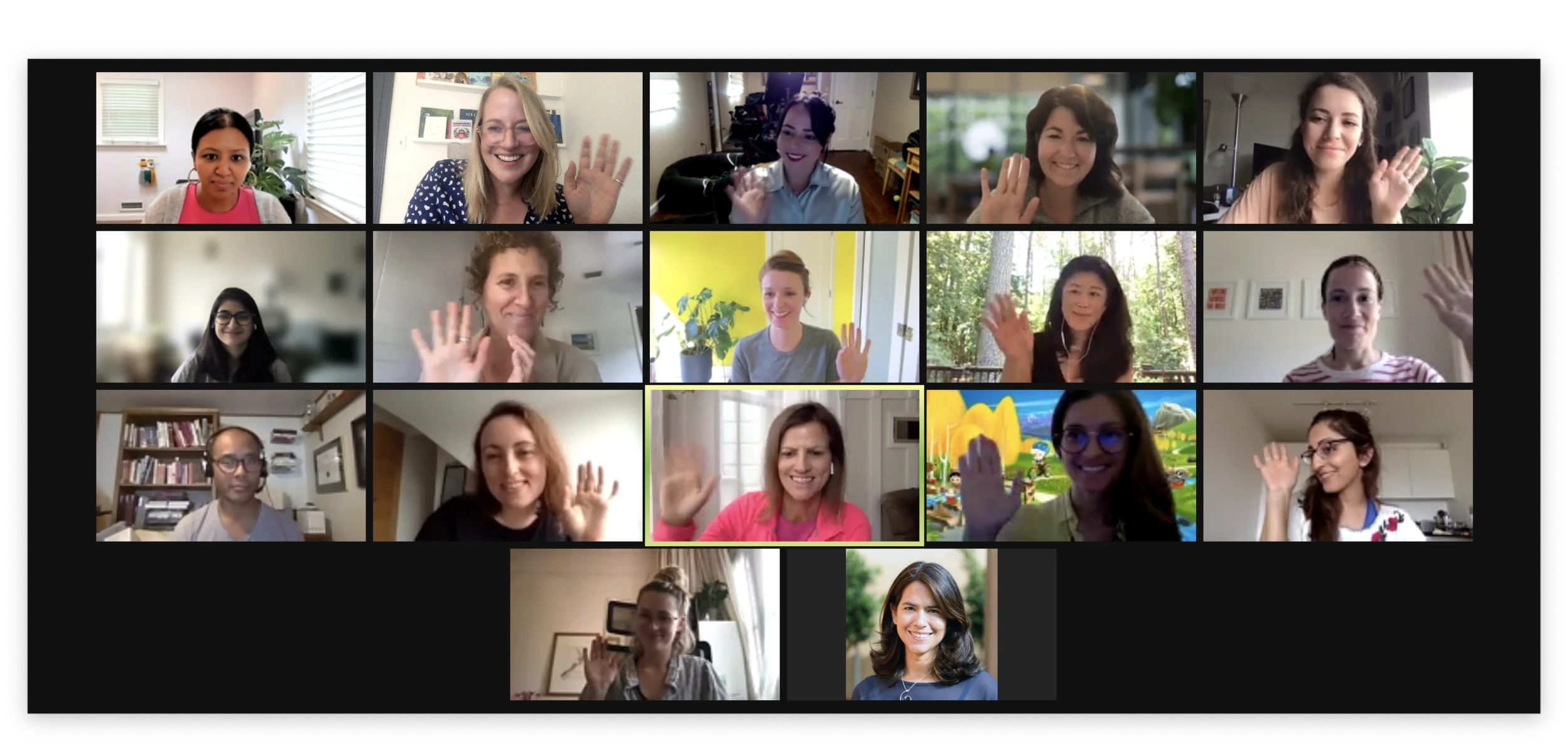 Zoom meeting with participants waving