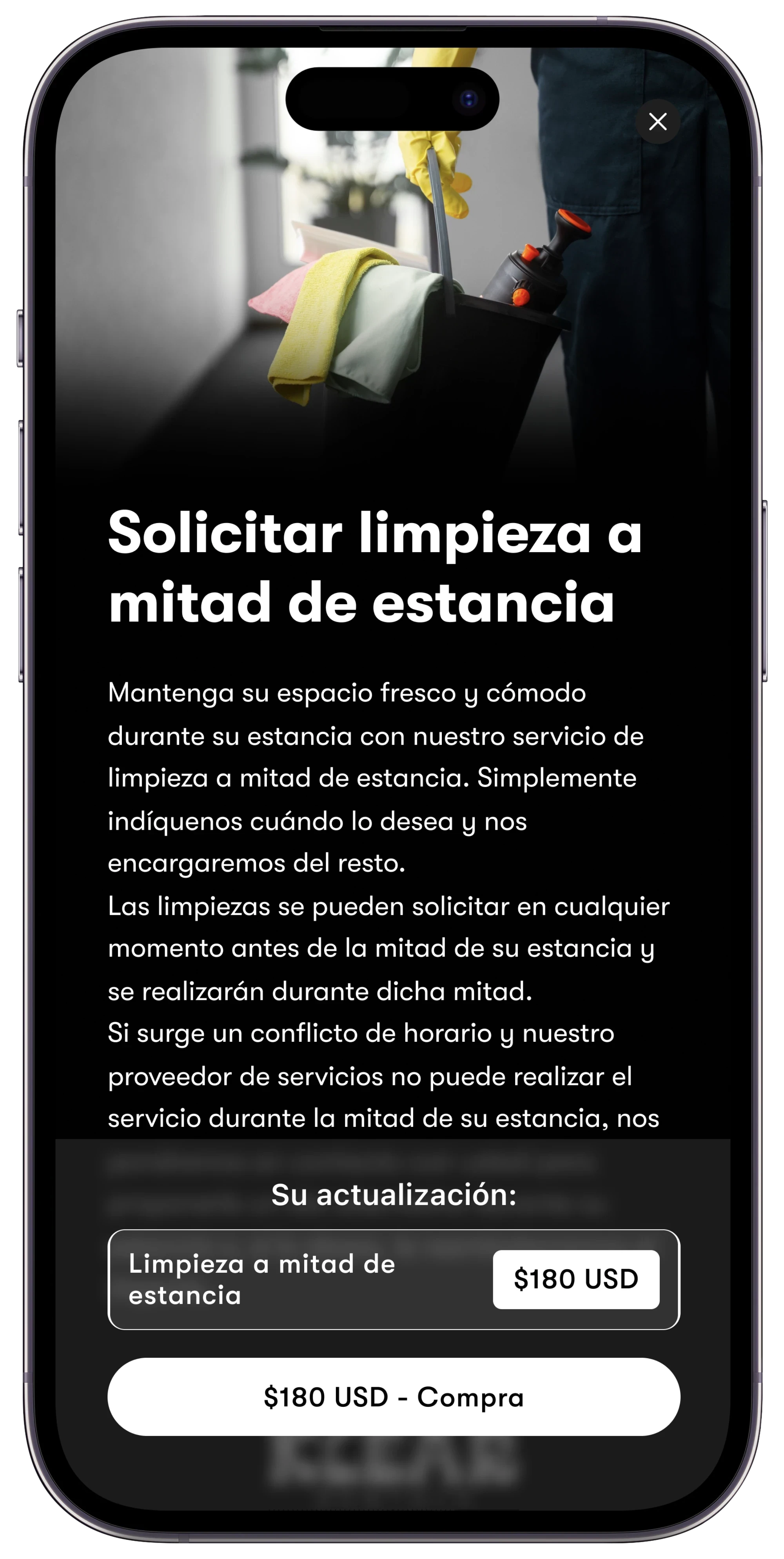 Mid-stay Cleaning Upsell