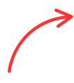 Red hand-drawn style curved arrow pointing up and right