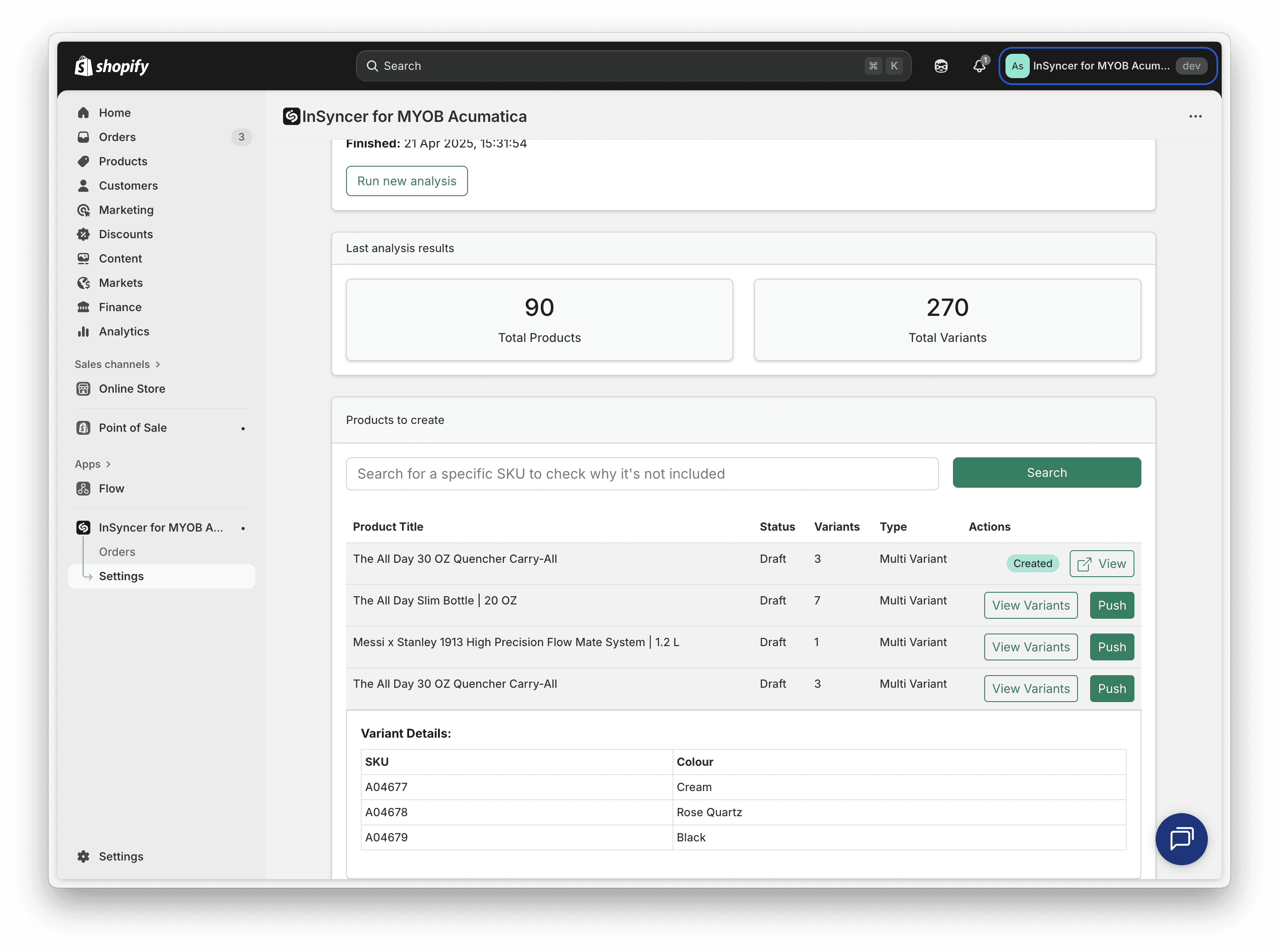 Automatically create products into Shopify directly from MYOB Acumatica