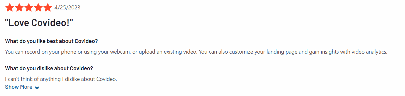covideo review on G2