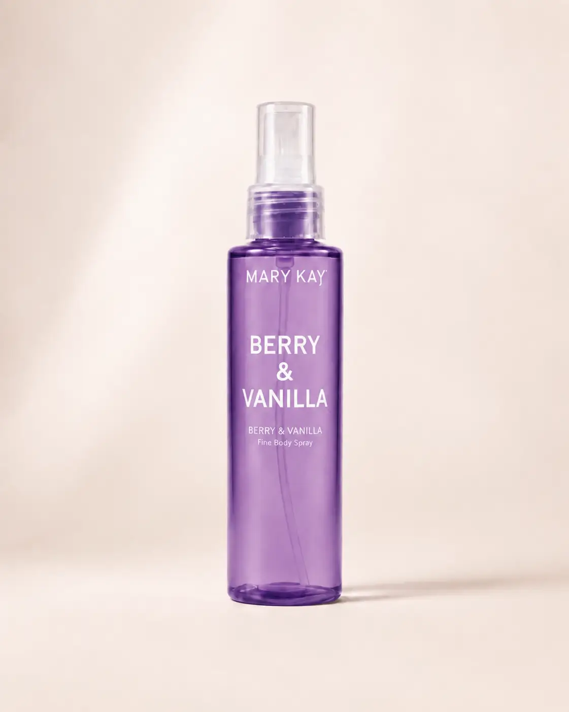 Mary Kay Spray Corporal Amora e Baunilha em embalagem roxa