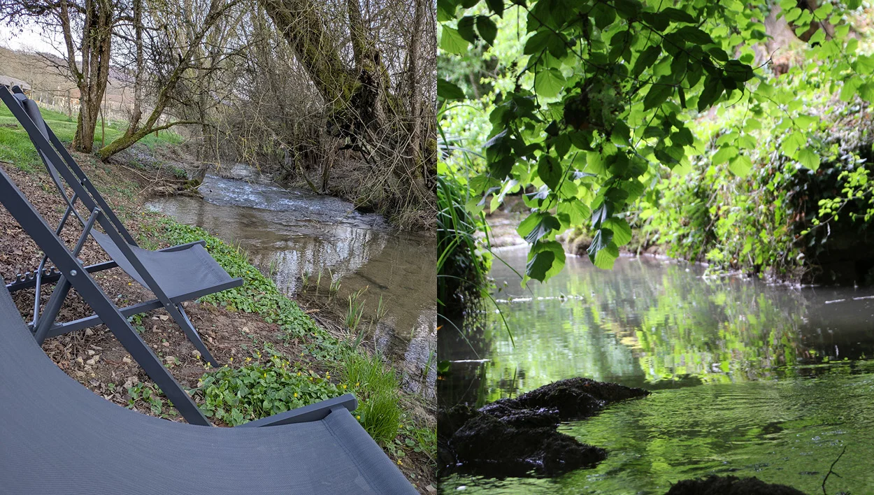 Rivière et environnement naturel autour du gîte La Tuilerie du Cinéaste