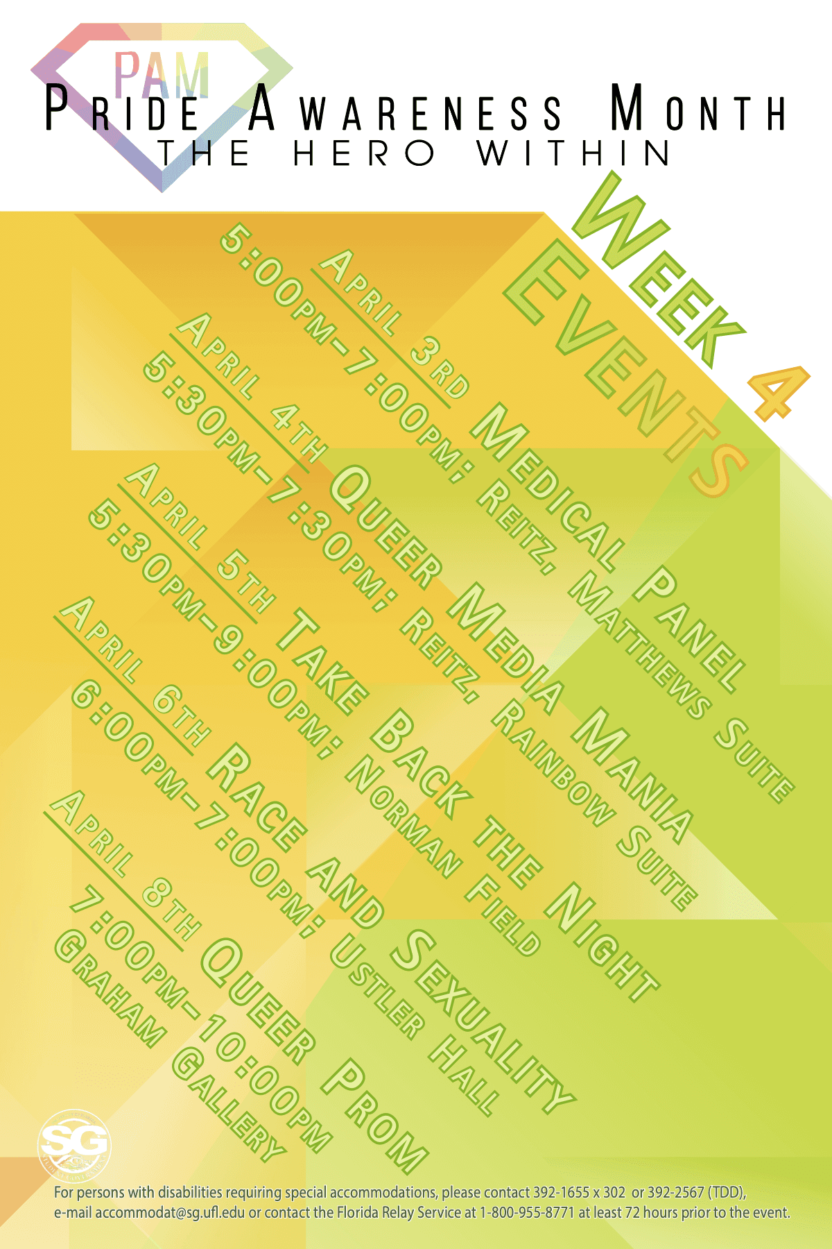 Calendar of events with a multicolored background