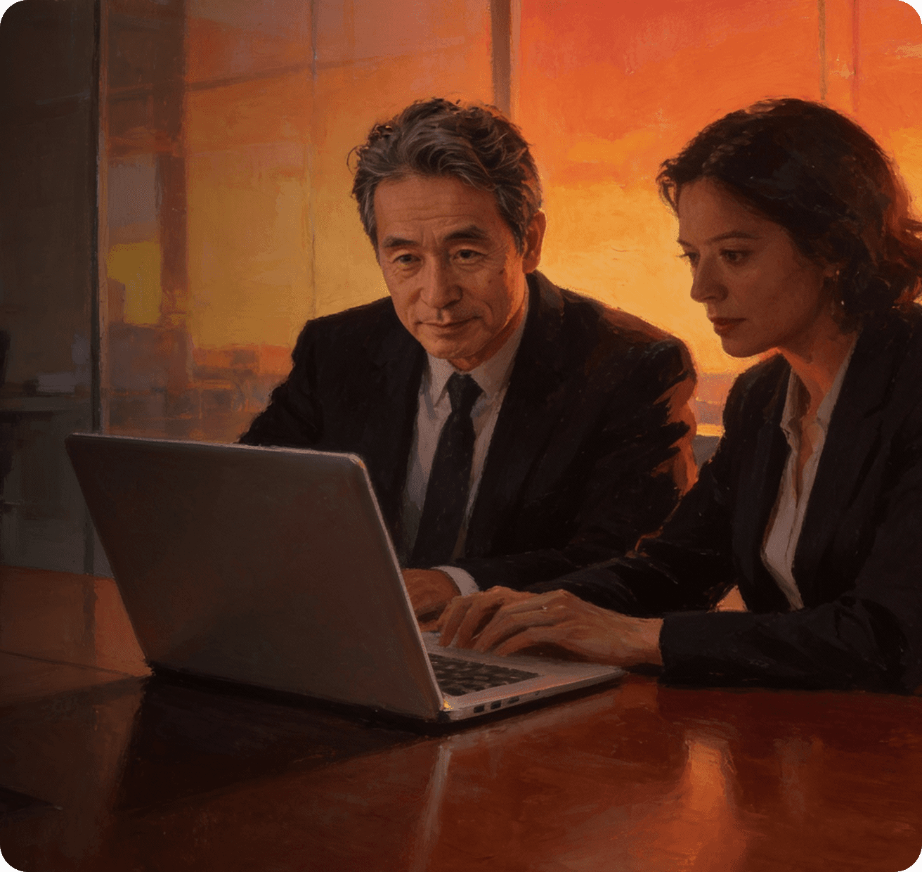 Un homme et une femme devant un pc