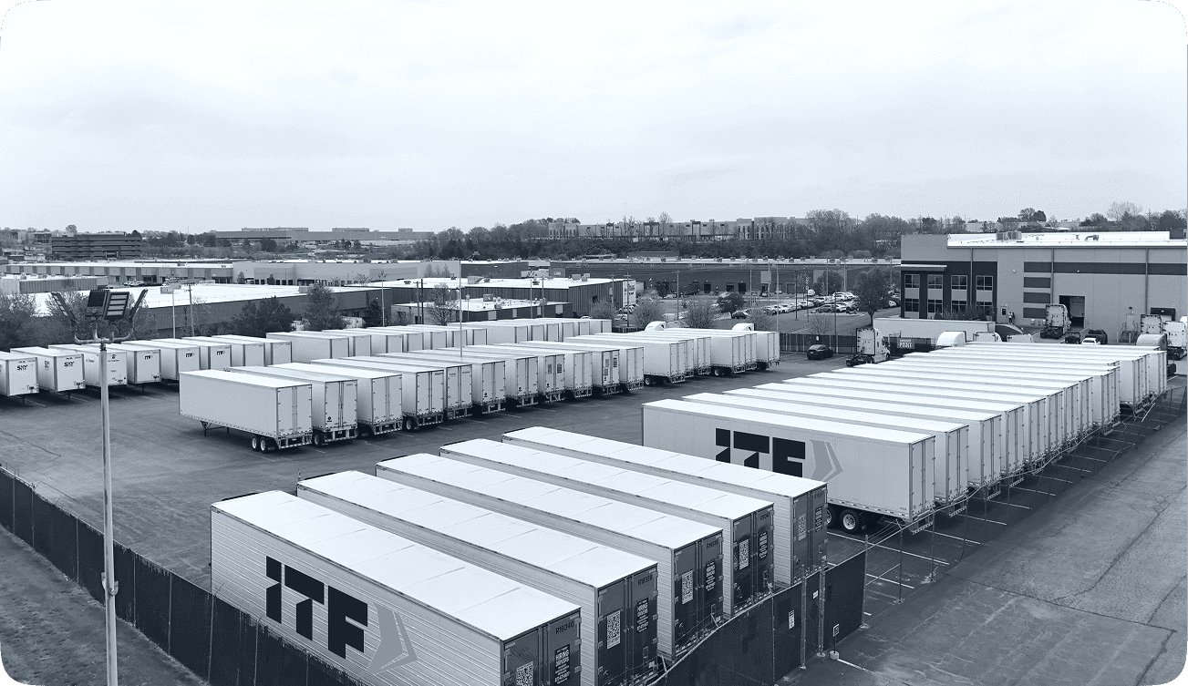 Rows of ITF Group trailers parked at the facility providing reliable LTL shipping services and freight transport solutions