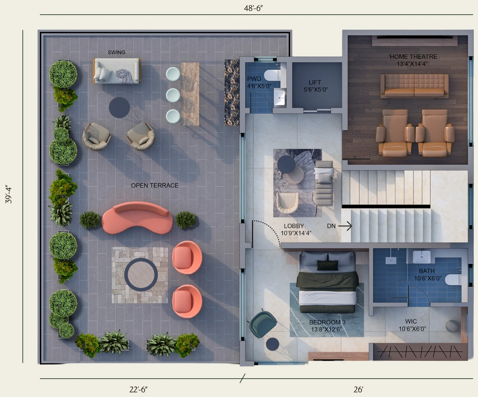West Facing — Second Floor Plan