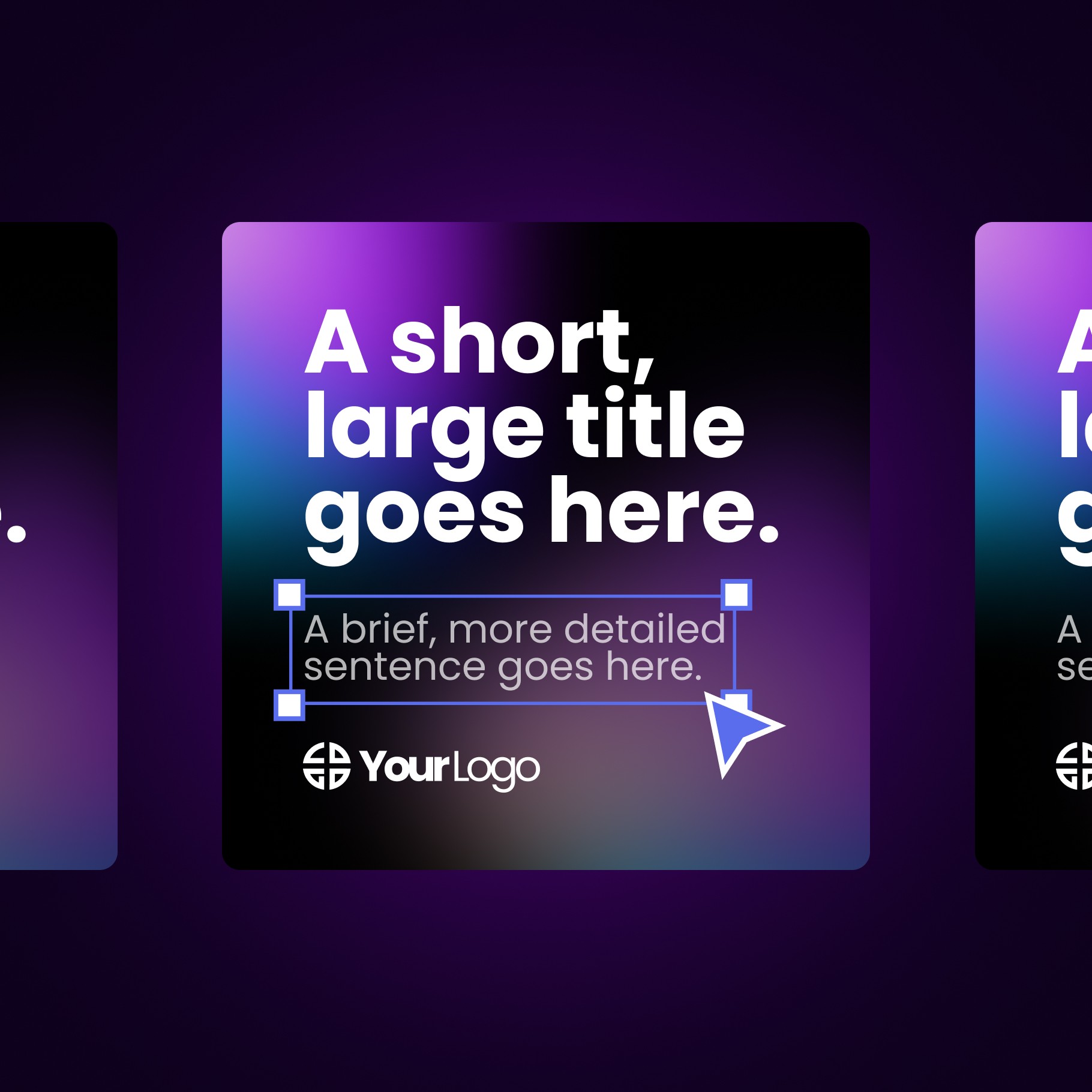 An example of how the templates can be edited with a cursor selecting, customising and editing the text