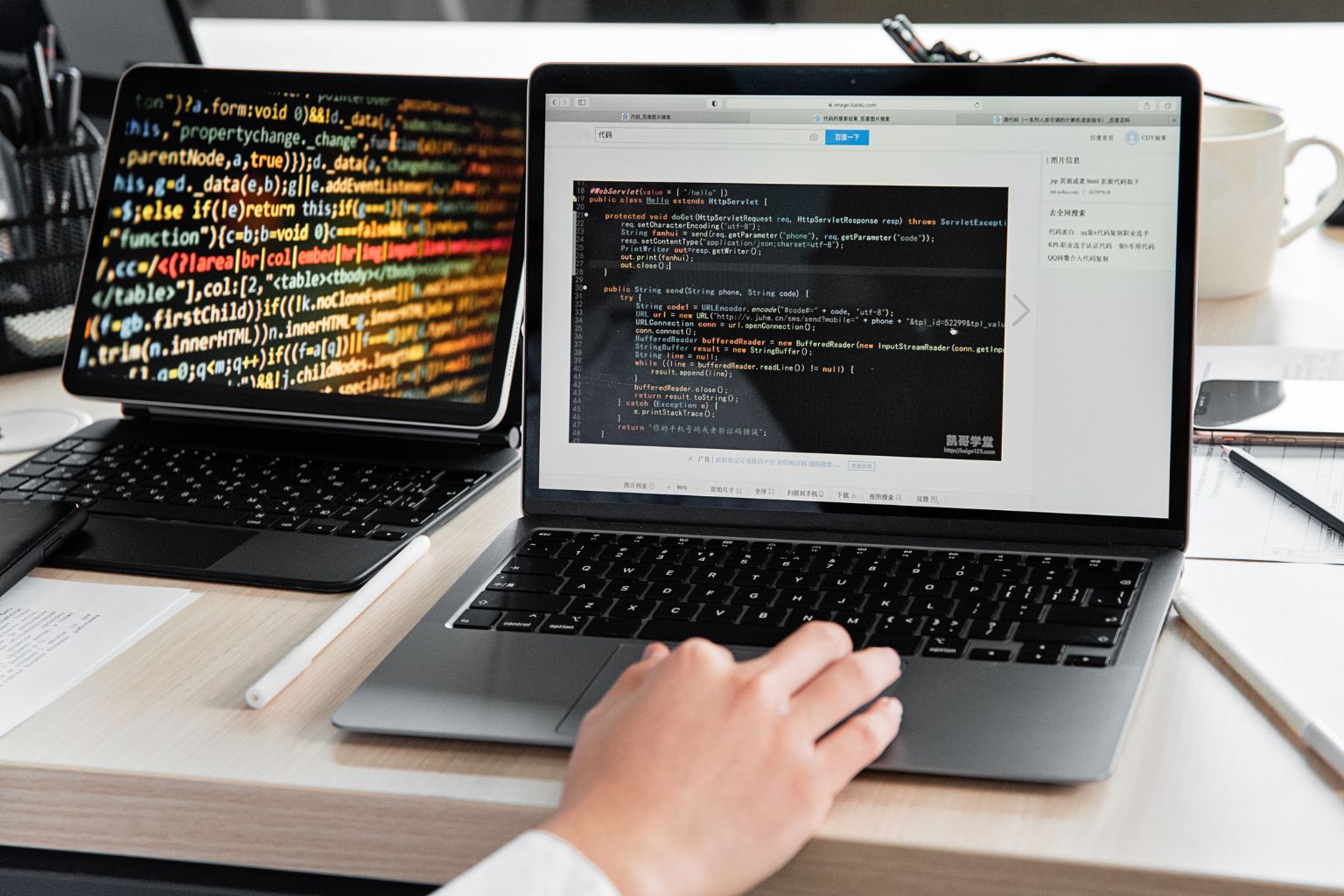 A Person using Laptop