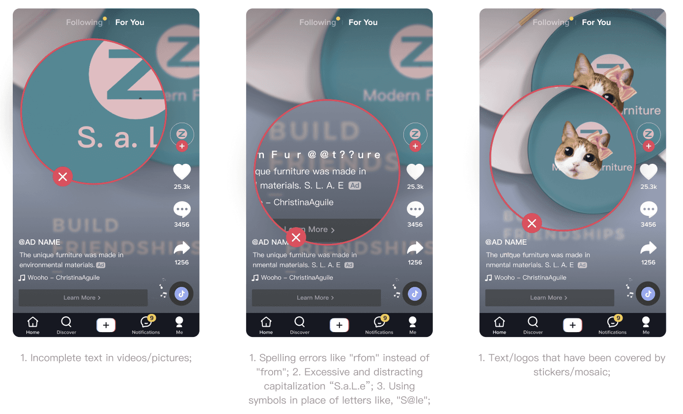 Text and caption mistakes