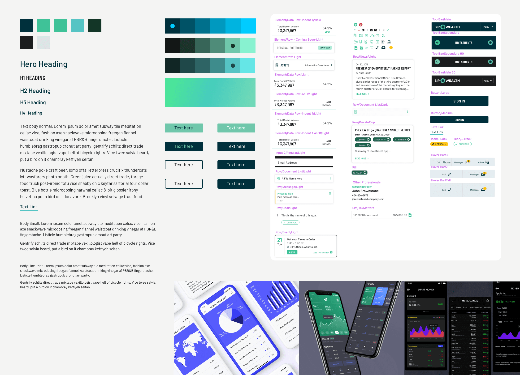 Private Wealth collection of brand guides, components, and inspiration