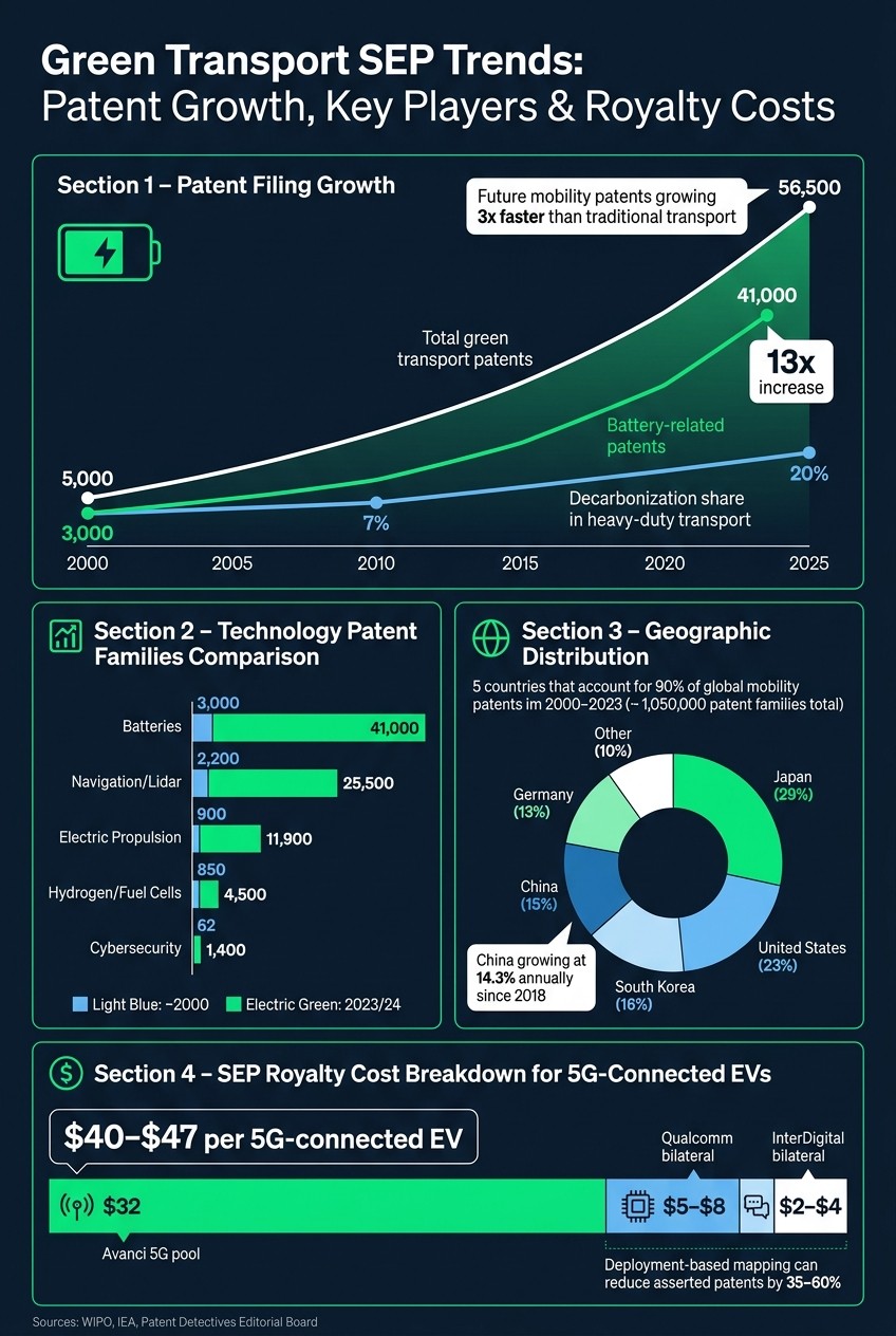 Green Transport SEP Trends: Patent Growth, Key Players & Royalty Costs