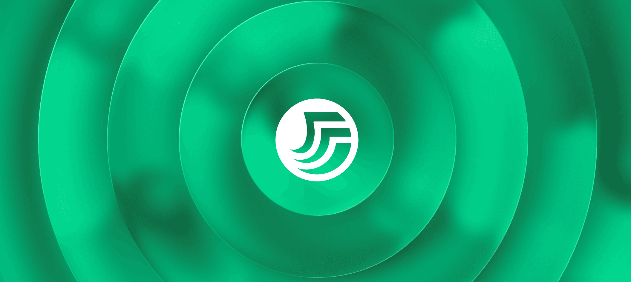 Stylized image of OpenFX logo over green glass 3D shapes. 
