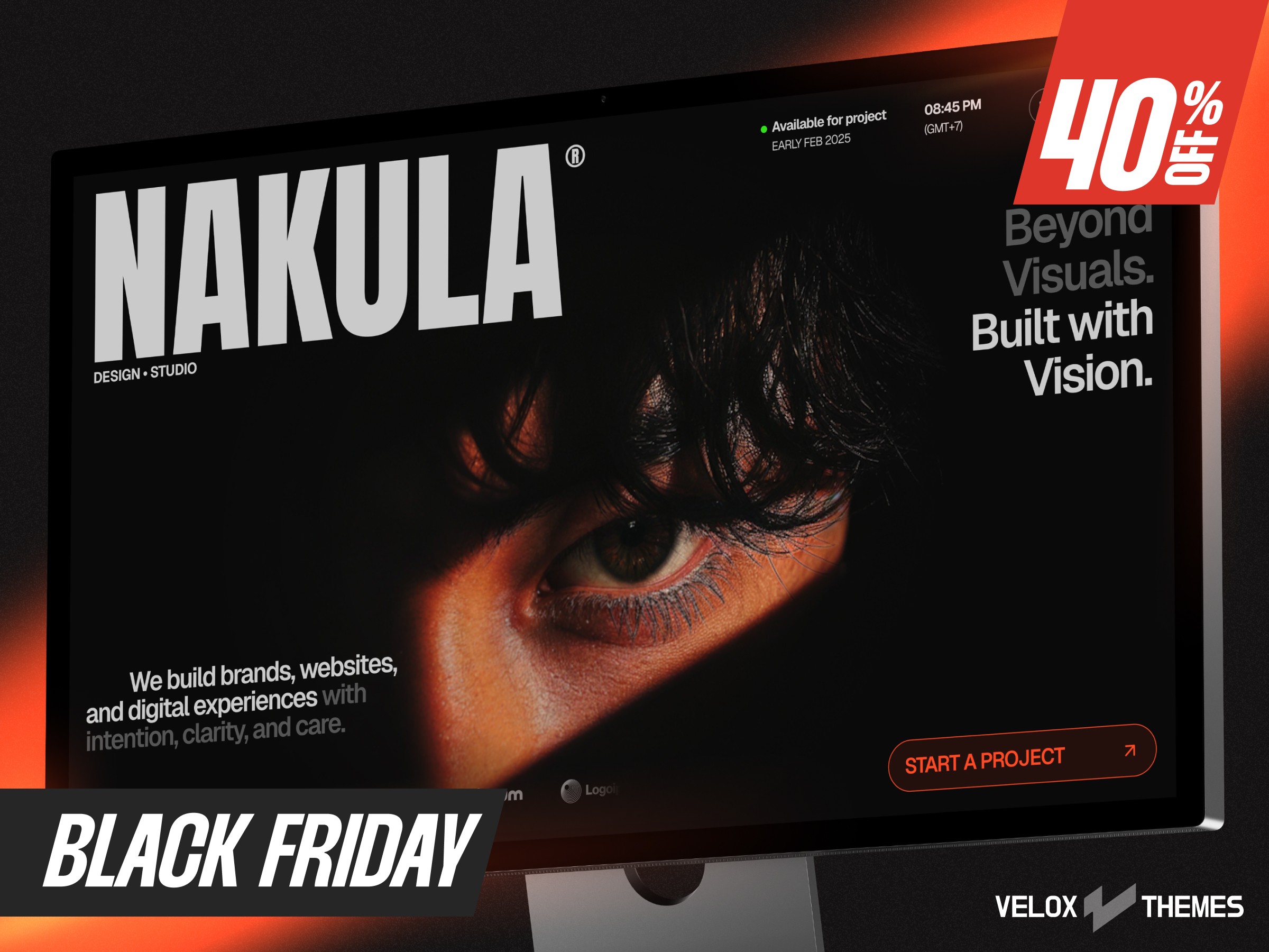 Nakula bold design studio framer template hero