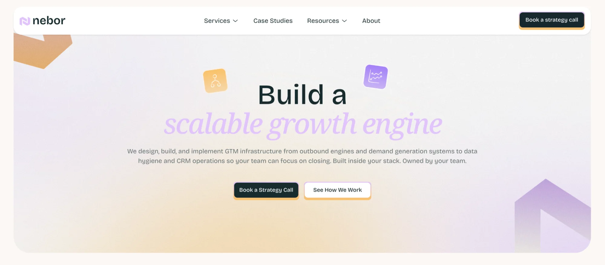 Nebor homepage: B2B GTM systems and sales automation agency
