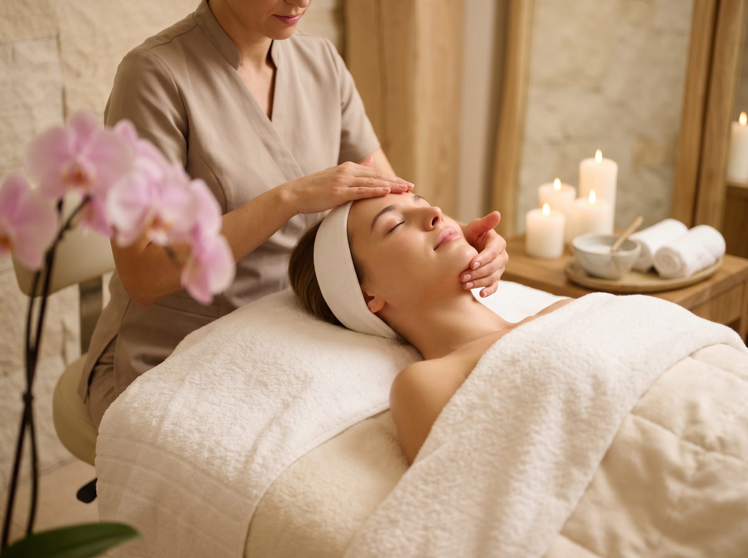 Luxury facial wellness treatment session