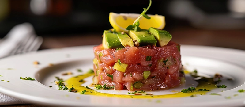 Przystawka z rybą podana z Musztardą Chrzanową Konik