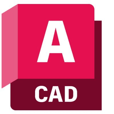 Logo of AutoCAD, featuring a bold "A" and the word "CAD" in a prominent, colorful design.