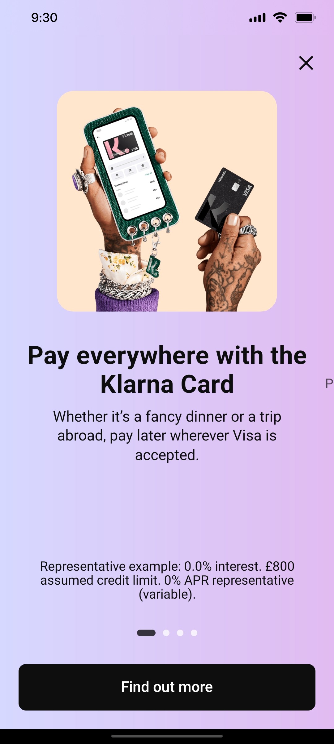 Klarna Find Out More page Screen