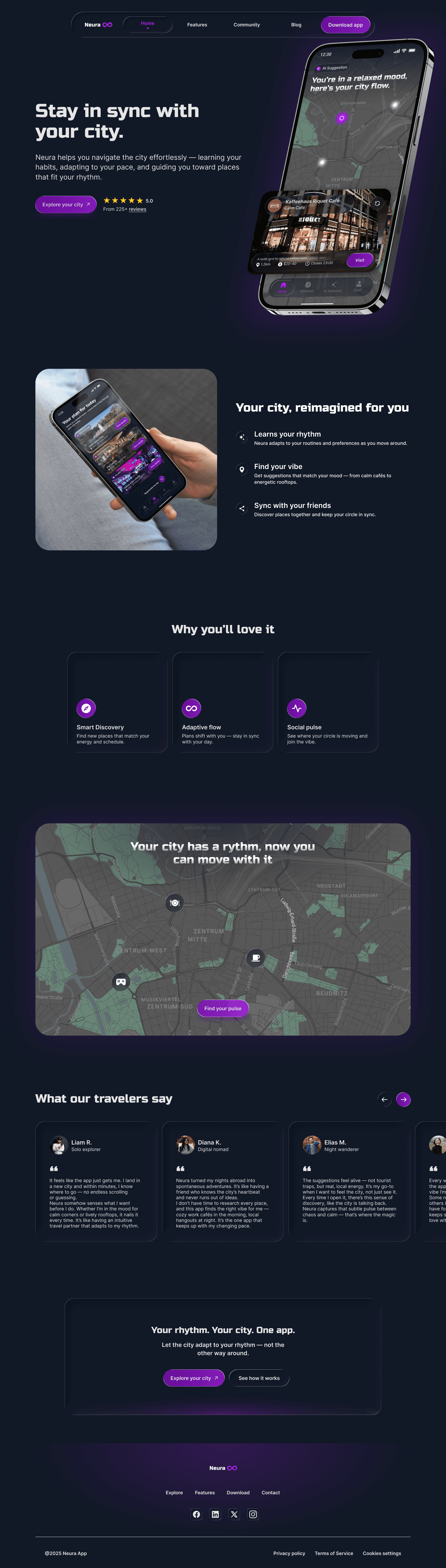 landing page design for neura