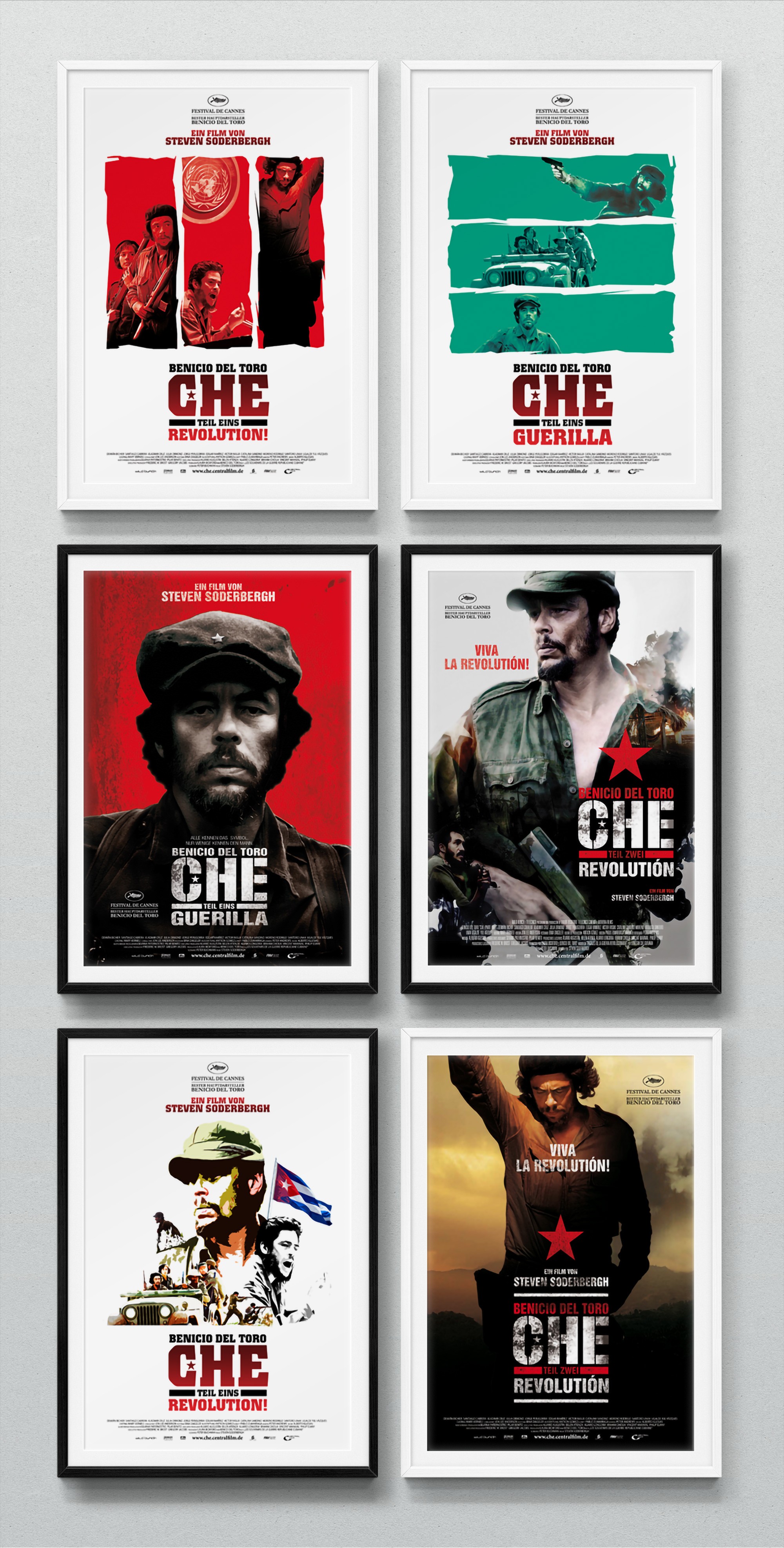 Designentwicklung für „Che I & II“ – verschiedene Layoutstudien und gestalterische Ansätze im Vergleich