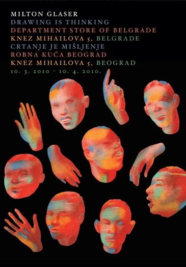 A pictogram of multicolored hands and human heads with some text on top of them.